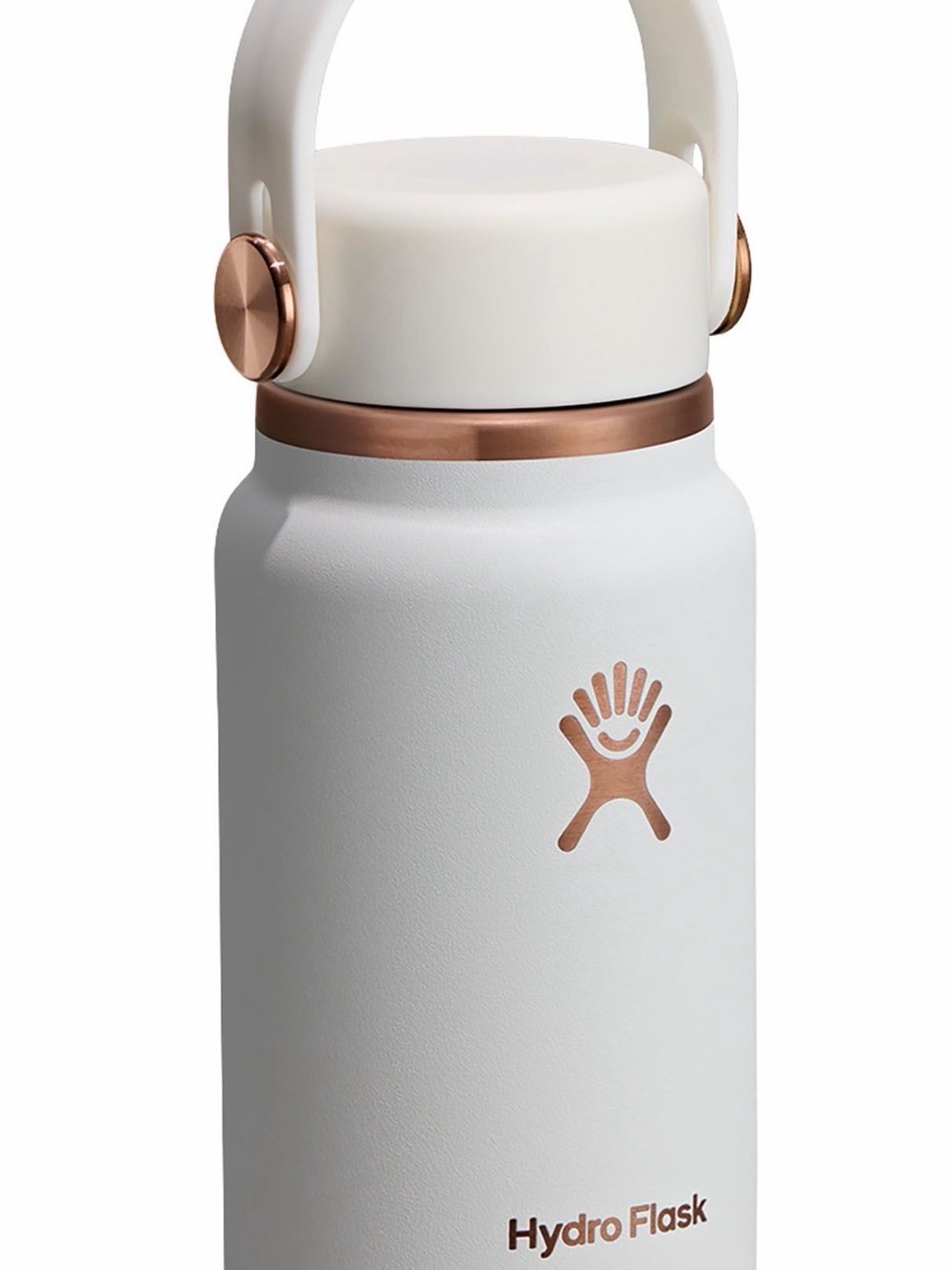 Micro Hydro Flask White with Rose Gold Accent Insulated Bottle